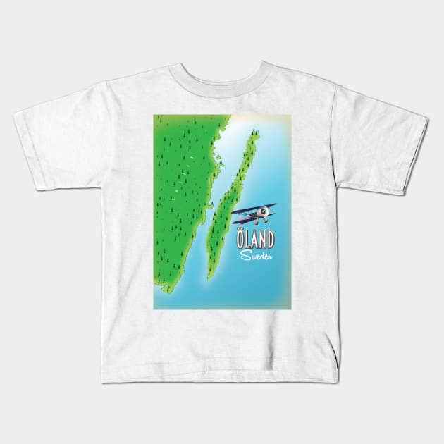 Öland Sweden vintage map Kids T-Shirt by nickemporium1